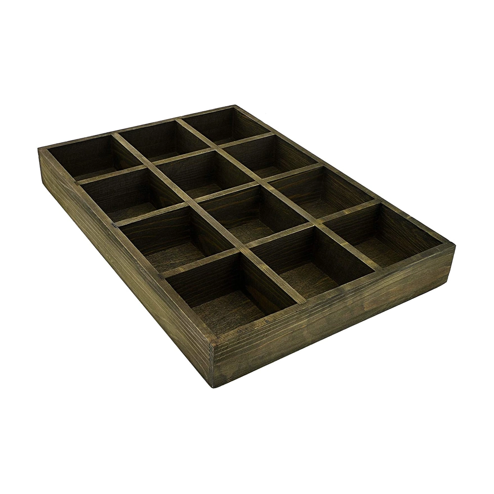 Wooden/Wood Multi-Grid Box/Tray with Dividers for Jewelry/Tea Bag/Souvenir/USB Cable/Drug Storage