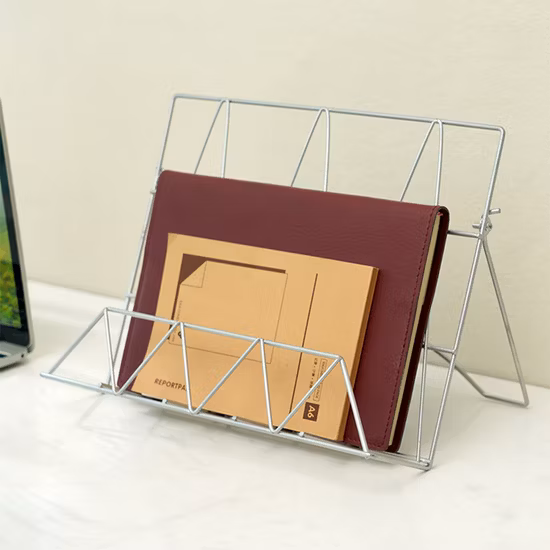 Golden Metal Storage Book Shelf for Tablel Decoration