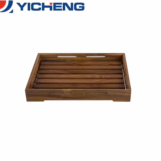 Bandeja rústica de madera/madera para servir con asas de metal para té/café/bebidas/comida/vino