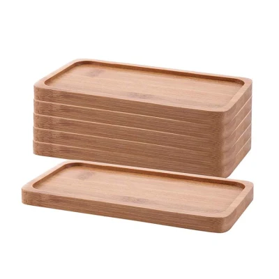 Bandeja de servicio arenosa rectangular de madera de bambú